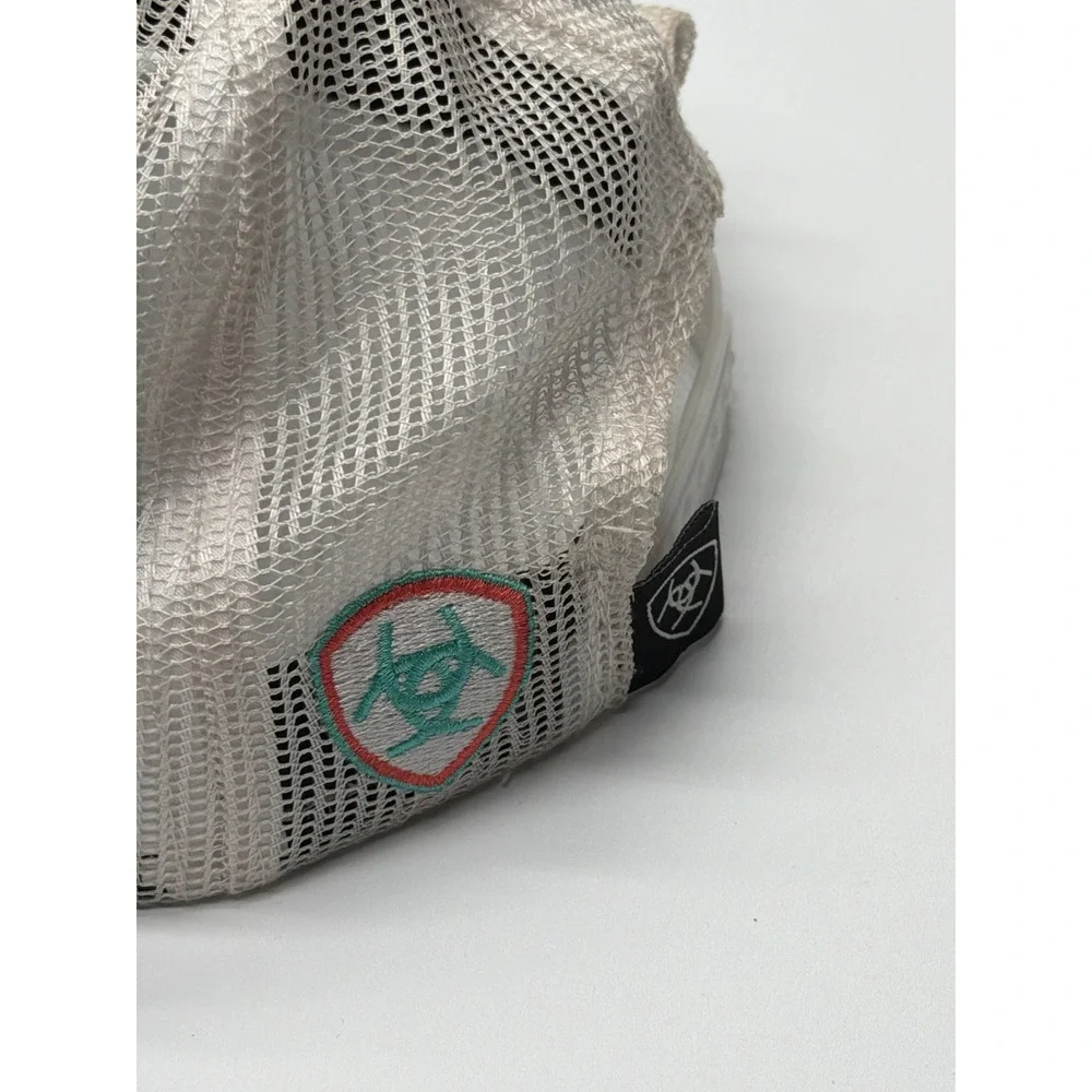 Ariat Youth Snapback Trucker Hat Grey Teal‎ Aztec Logo Mesh Back Cap